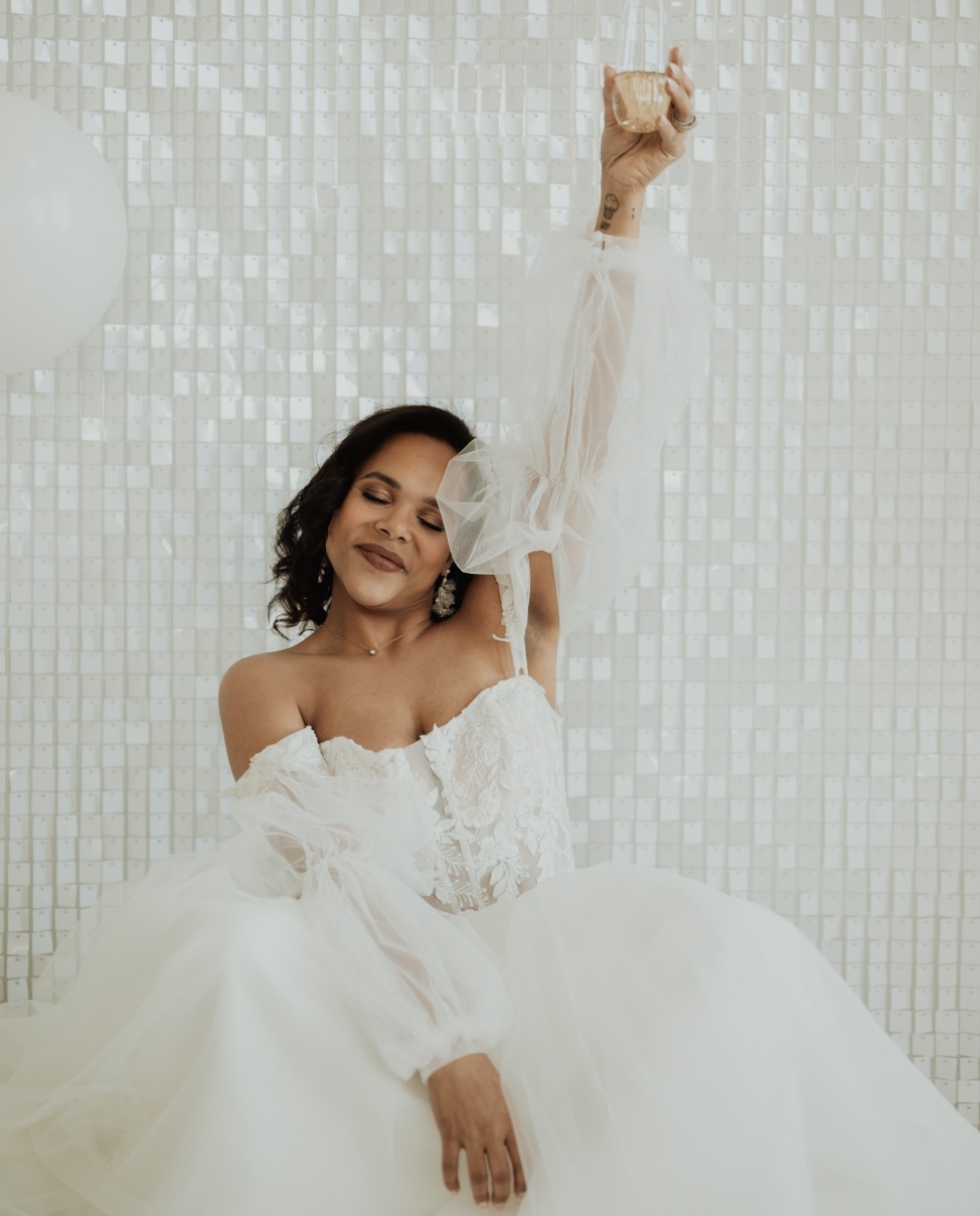 Photo of the model wearing a bridal gown