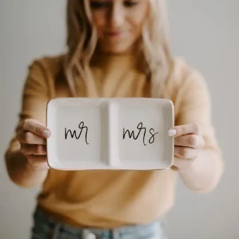 Sweet Water Decor Mr and Mrs Jewelry Dish #0 thumbnail