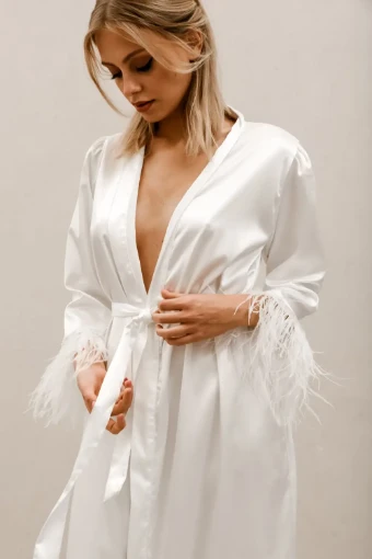 Heirloom Bridal Company Feather Sleeve Robe #2 thumbnail