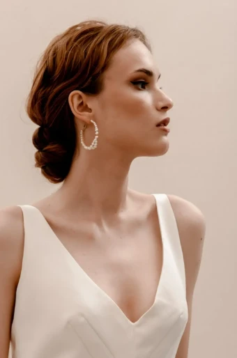 Heirloom Bridal Company Jasmine Pearl Hoops / E066 #0 default thumbnail