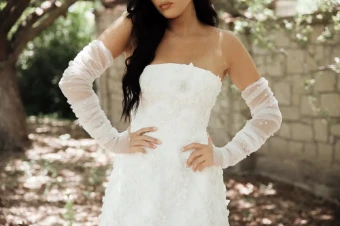 Heirloom Bridal Company Ruched Pearl Glove / G009 #4 thumbnail