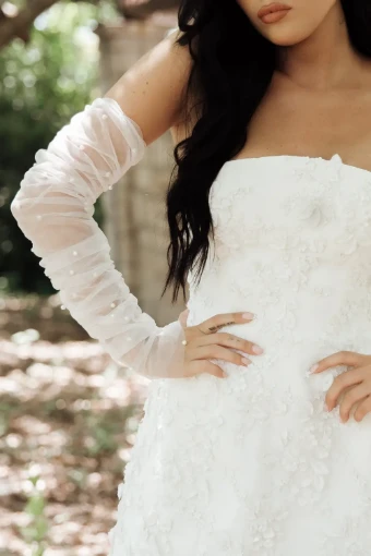 Heirloom Bridal Company Ruched Pearl Glove / G009 #5 thumbnail